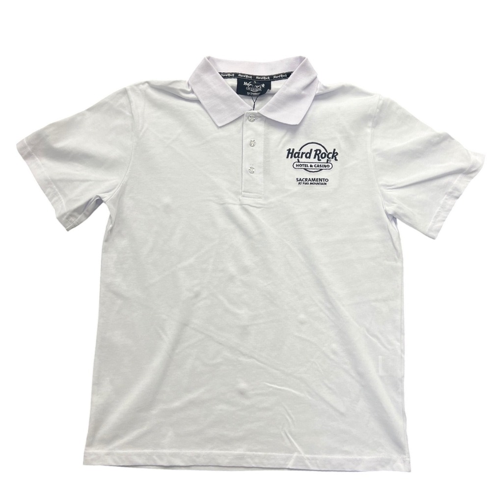 Hard Rock Hotel Casino Polo Shirt Mens Small‎ White Sacramento Fire Mountain New